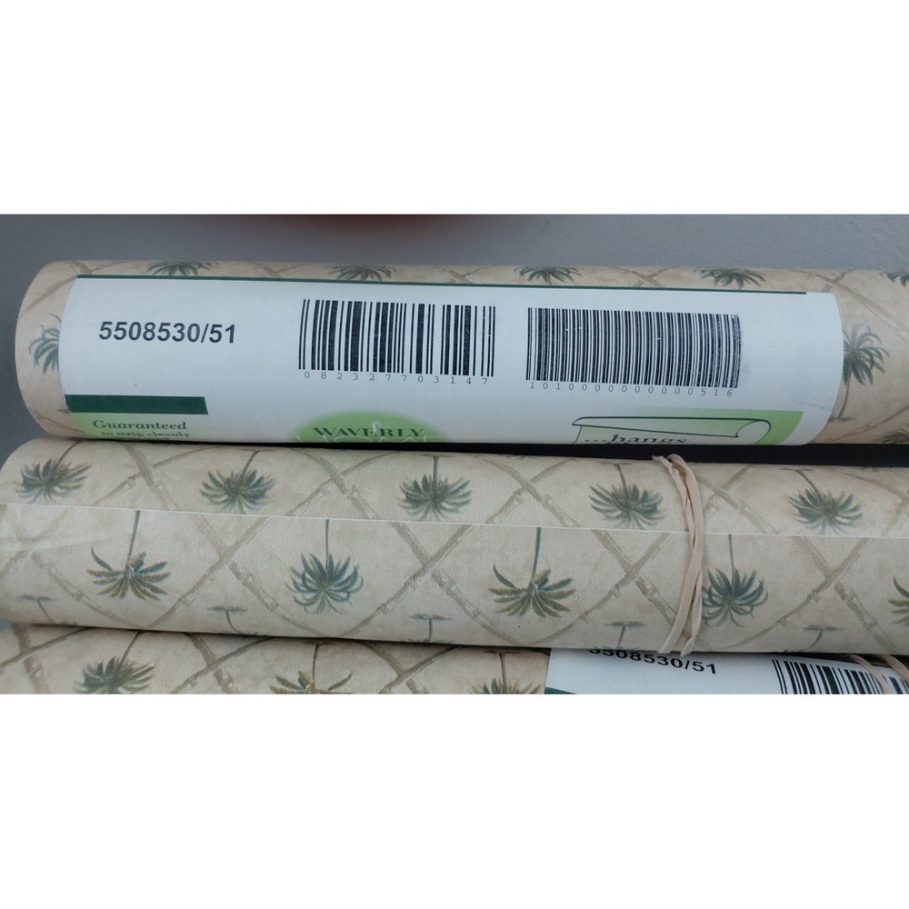 Waverly Wallpaper Palm Tree 3 Rolls 56 sq ft EACH Tropical Countryside NEW Beige - Picture 4 of 7
